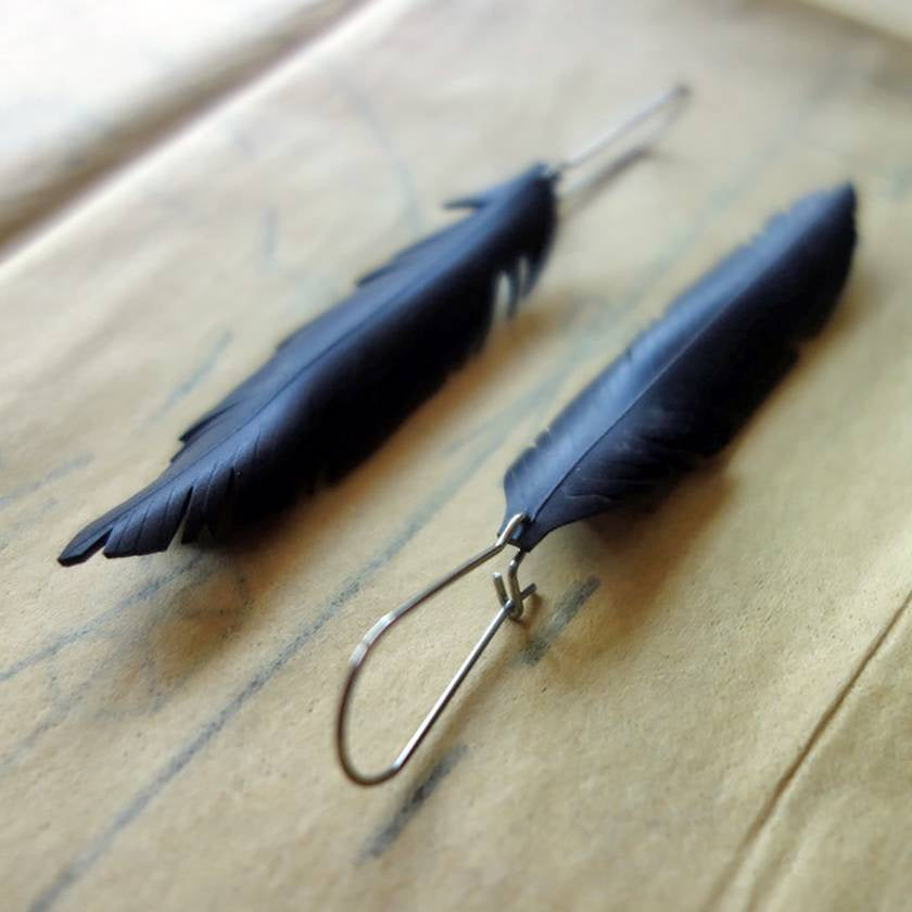 Rubber on sale feather earrings