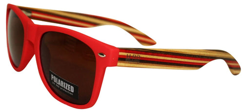  Sunnies - Red Wooden/striped Arms Sunglasses