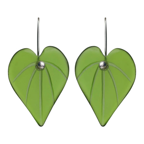 Recycled Glass Kawakawa Leaf Earrings