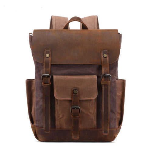 Leather Waterproof Canvas Backpack