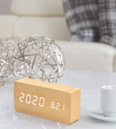 Wooden LED Alarm Clock 15cm