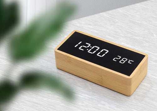 Wooden Mirror LED Alarm Clock 15cm