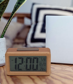 Mixed Wooden LED Alarm Clock 13.8cm