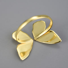 Sterling Silver Ring - Gold Butterfly
