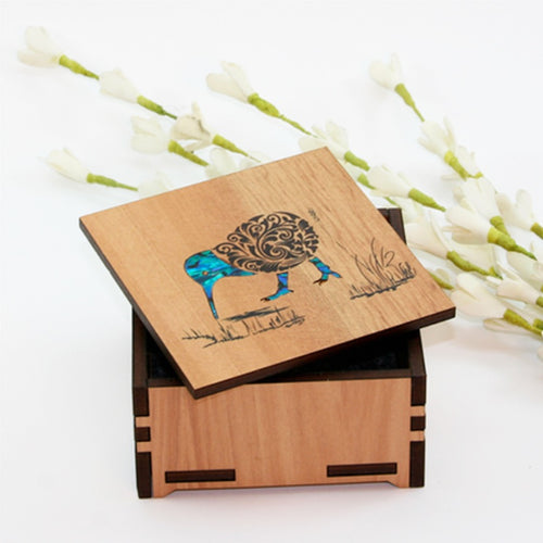 Small Square Trinket Box -Filigree Kiwi