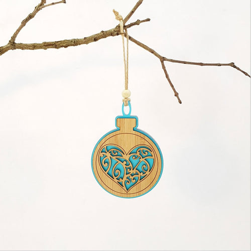 Hanging Bauble Ornament Koru Heart