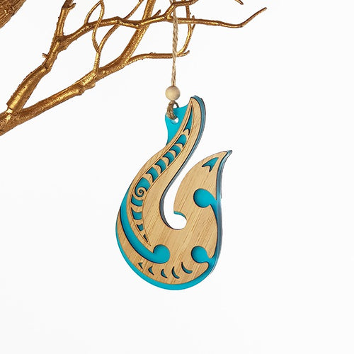 Hanging Ornaments Hook Teal Satin Acrylic