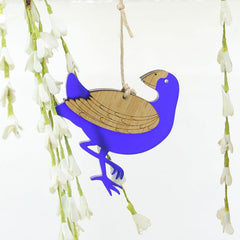 Hanging Ornament- Pukeko Blue Satin Acrylic)