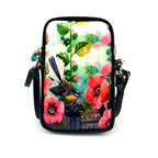 Leather Cell Phone Bag - Fantail Hollyhocks