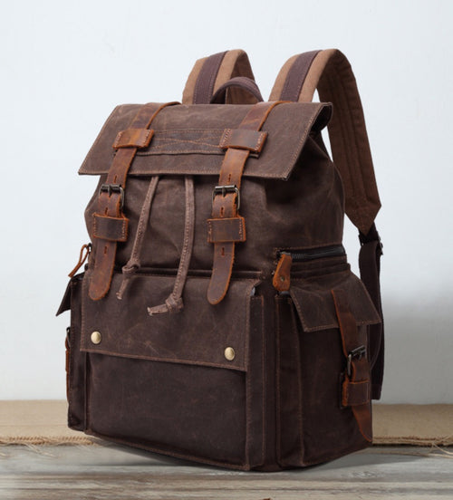 Waterproof Canvas Travel Backpack with front Pocket