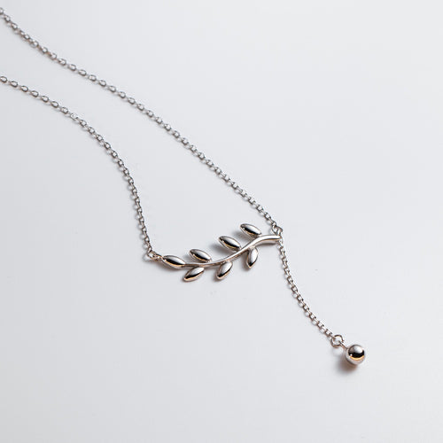 Sterling Silver Necklace - Y Leaf