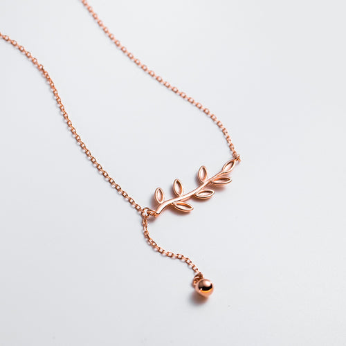 Sterling Silver Necklace - Y Leaf