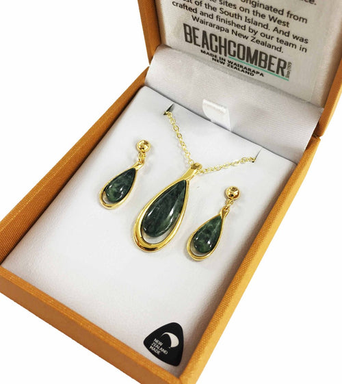 Greenstone Set Gold Plated Boxed Set