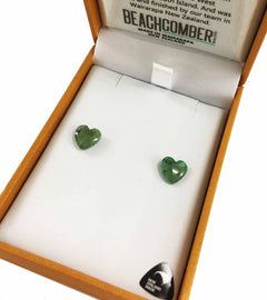 Greenstone Studs Boxed Heart Shape