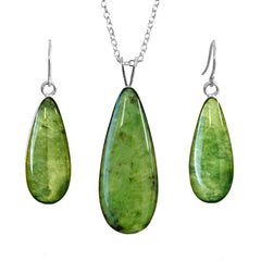 Greenstone Set Silver - Teardrop