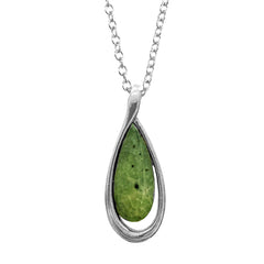 Greenstone Pendant Silver Plated Boxed