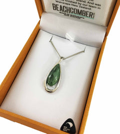 Greenstone Pendant Silver Plated Boxed