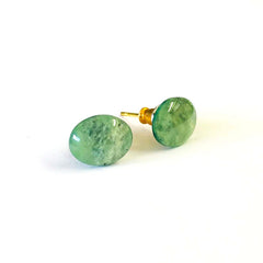 Greenstone Studs Oval Boxed