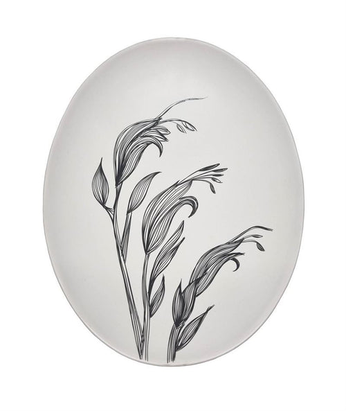 Black Harakeke on White - 24cm Porcelain Bowl