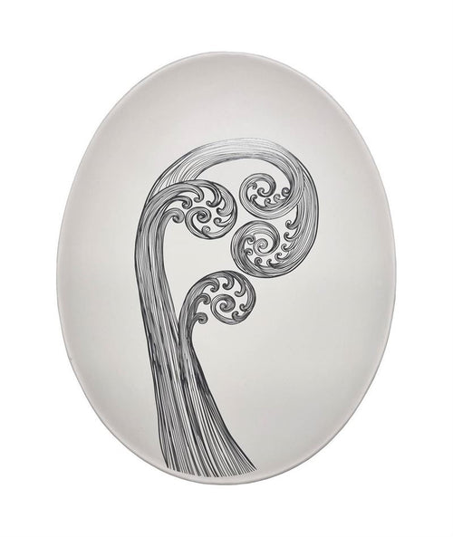 Black Ponga Detail On White - 24cm Porcelain Bowl