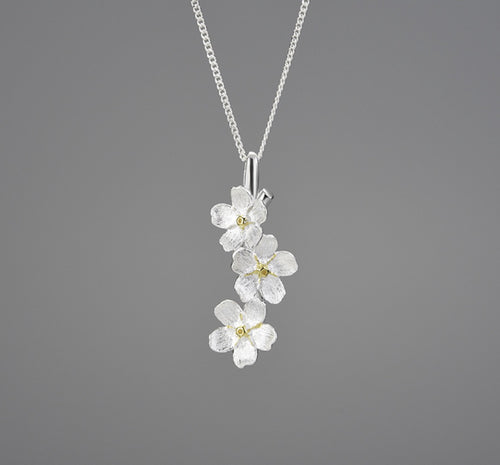 Sterling Silver Neckalce - Long Tri Manuka Flowers