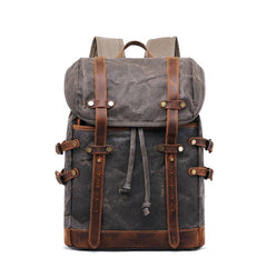 Waterproof Canvas Backpack With Leather Trim