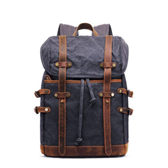 Waterproof Canvas Backpack With Leather Trim