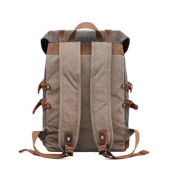 Waterproof Canvas Backpack With Leather Trim