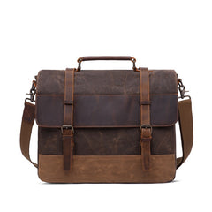 Canvas Leather Satchel Bag Large