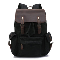 Waterproof Canvas Travel Backpack Leather Top