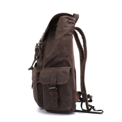 Waterproof Canvas Travel Backpack Leather Top