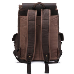 Waterproof Canvas Travel Backpack Leather Top