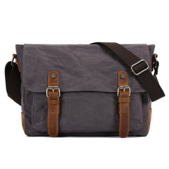 Waterproof Canvas Satchel Bag Leather Trim