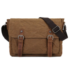 Waterproof Canvas Satchel Bag Leather Trim