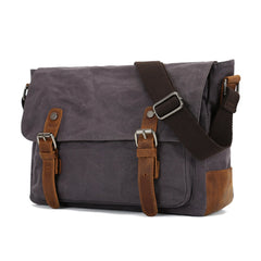 Waterproof Canvas Satchel Bag Leather Trim