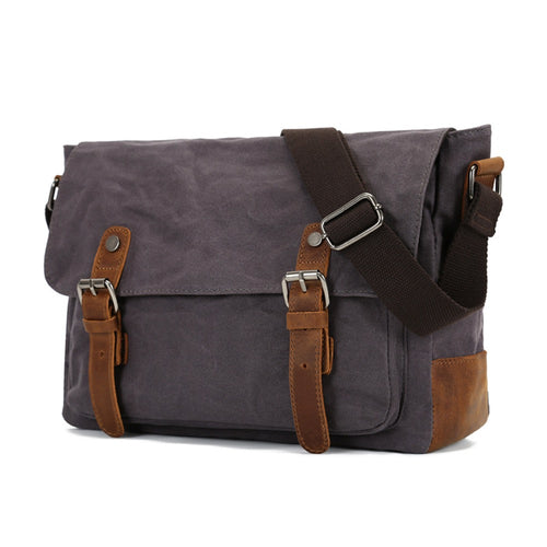 Waterproof Canvas Satchel Bag Leather Trim