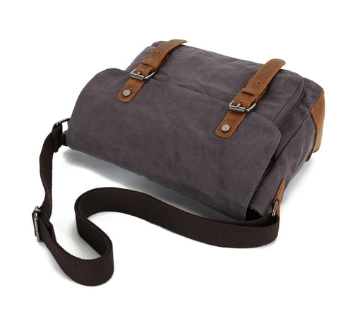 Waterproof Canvas Satchel Bag Leather Trim