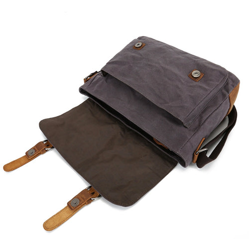 Waterproof Canvas Satchel Bag Leather Trim