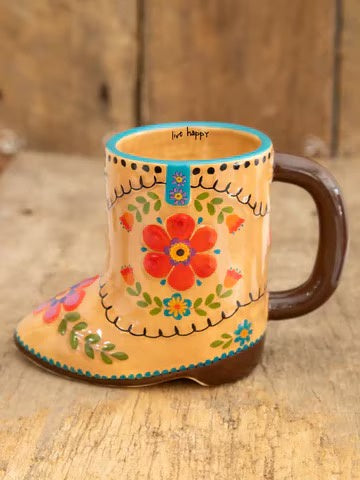 Folk Art Mug - Live Happy Boot