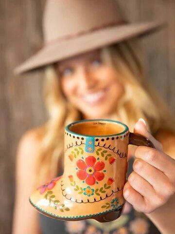 Folk Art Mug - Live Happy Boot