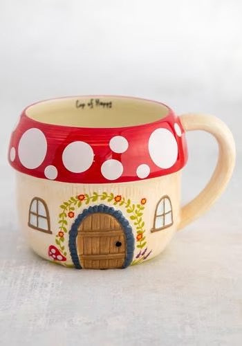 Folk Ceramic Mug - Mushroom House