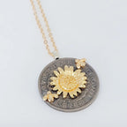 Co Half Crown Pendant with Golden Sunflower and Bees