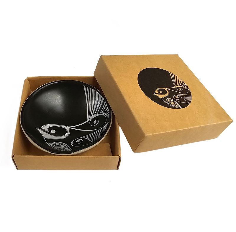 Piwakawaka White on Black Bowl 7cm Piwakawaka White on Black Bowl 7cm