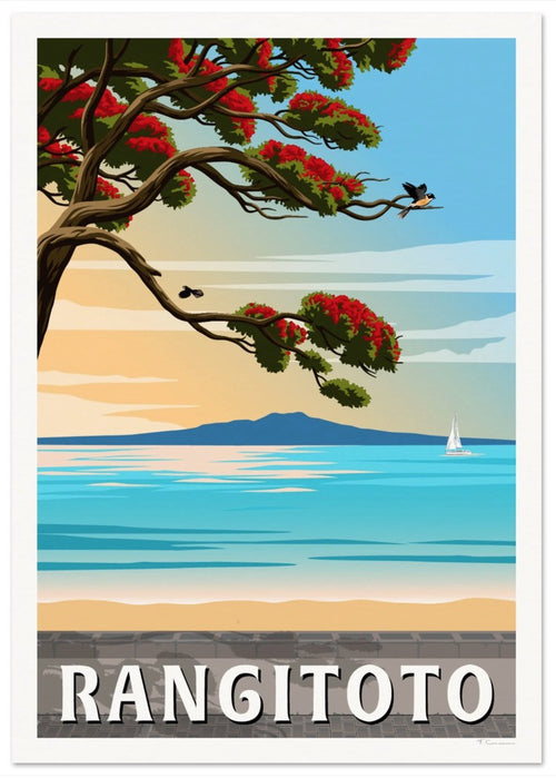 A4 Viva Prints Rangitoto Travel Poster