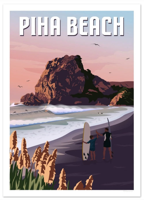 A4 Viva Prints Piha Surf