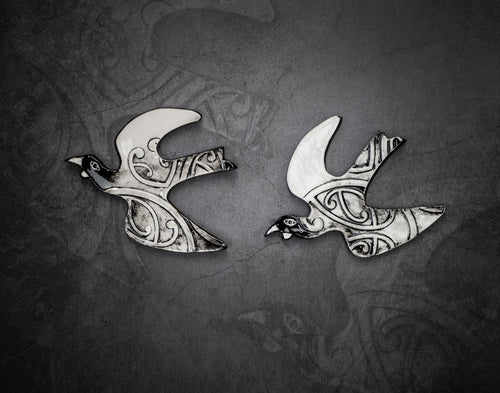 NZ Made Ceramic Kowhaiwhai Tui