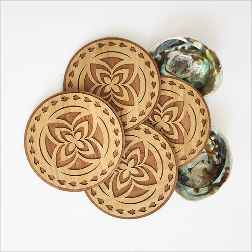 Coasters set Bamboo + Rimu- Tapa Circle