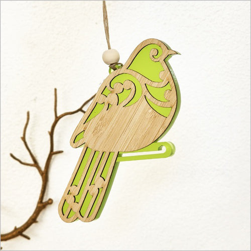 Hanging Ornament - Koru Kereru Lime Satin Acrylic