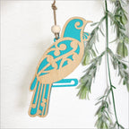 Hanging Ornament - Koru Tui Blue Satin Acrylic
