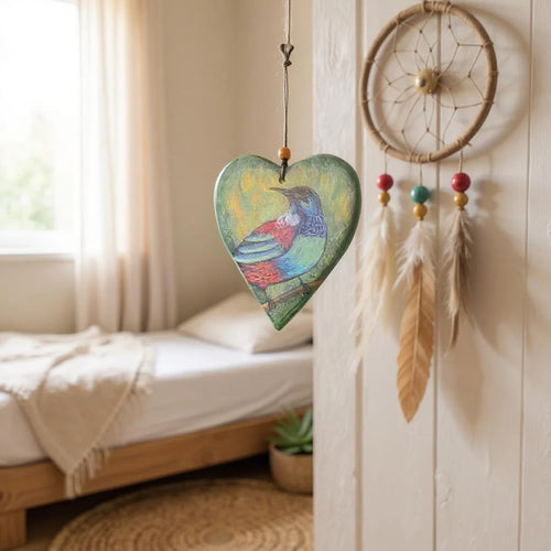 NZ Handcrafted Ceramic Heart XL - Tui
